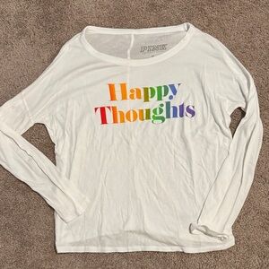 PINK Victoria's Secret White Long Sleeve Tee with Colorful Text